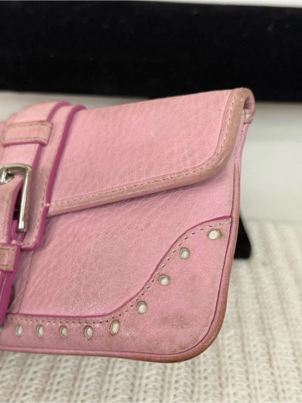Coach Hamilton light Pink Leather Wristlet Clutch/wrirtlet with Studded Detail